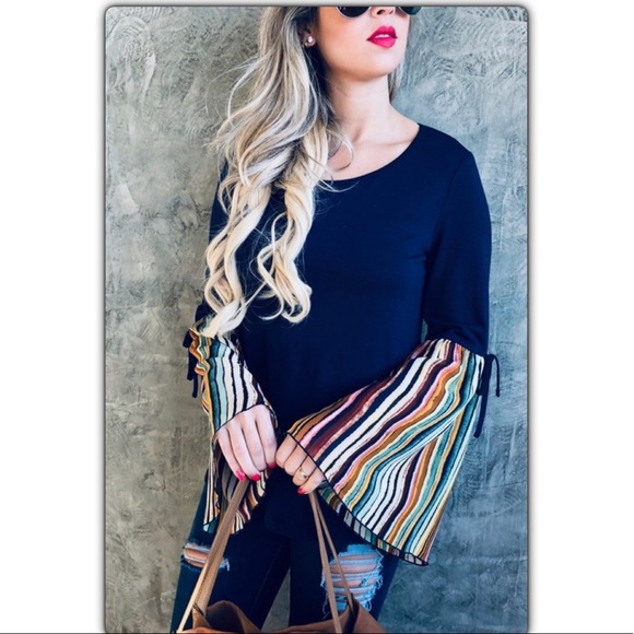 And Why Multi Colored Bell Sleeve Tee - Picture 2 of 4